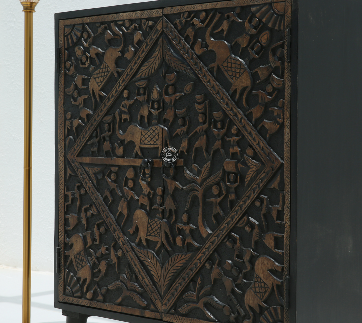 Caroa Two Door Wooden Sideboard & Buffet – Solid Mango Wood (Black Finish)