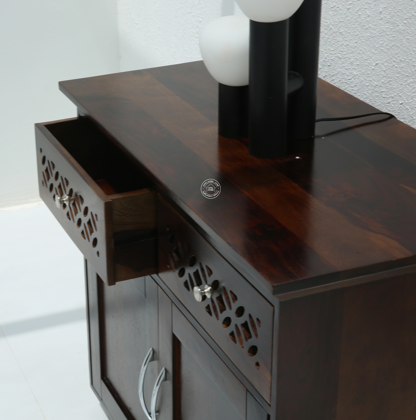 French Wooden Sideboard – 2 Doors 2 Drawers Solid Rosewood Walnut Finish Cabinet | Opelhome UAE