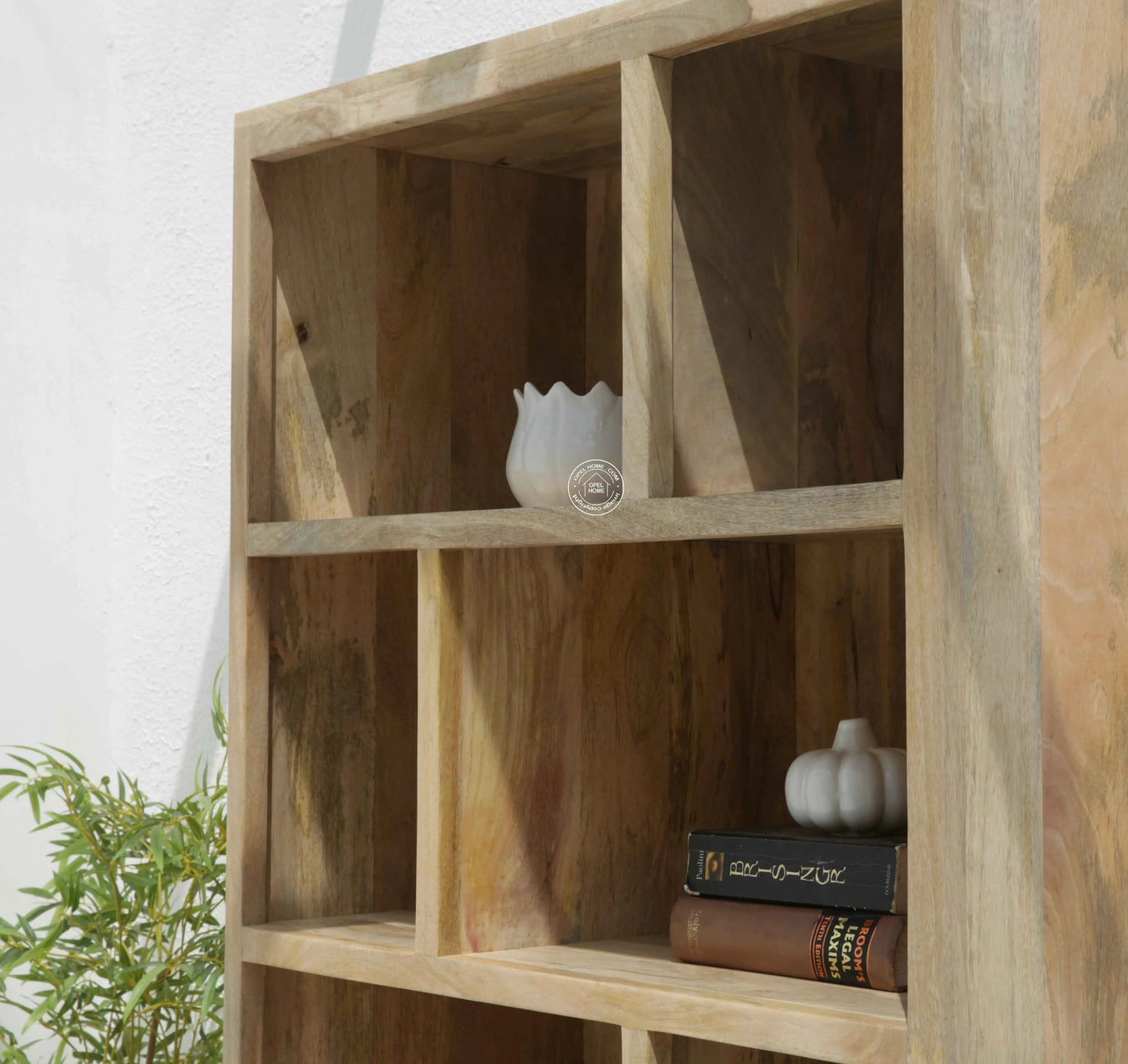 Aldora Solid Wood Display Cabinet – Solid Mango Wood, Natural Finish | Opelhome UAE