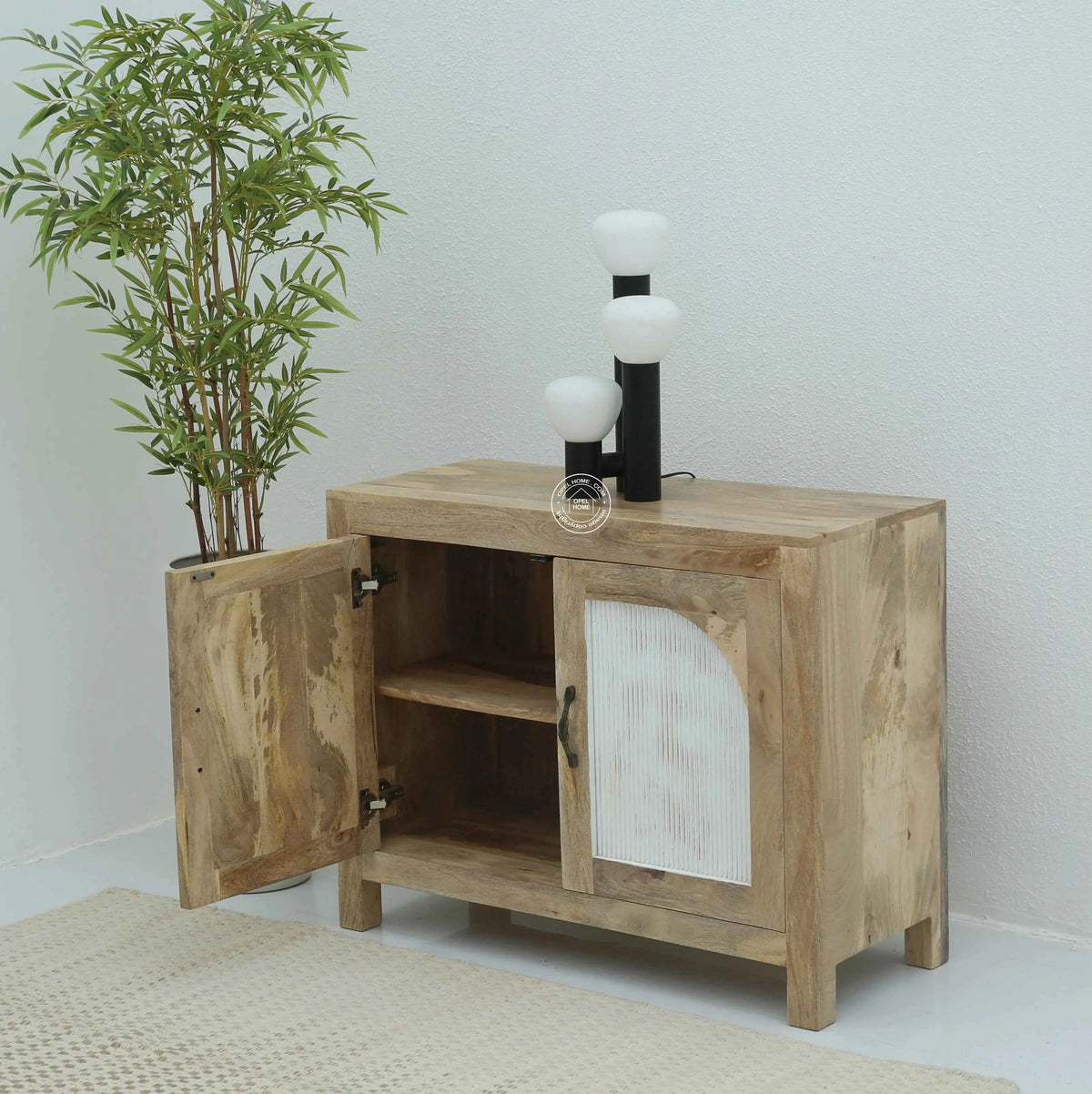 Alexis Wooden Sideboard – 2 Doors, Solid Mango Wood, Natural Finish | Opelhome UAE