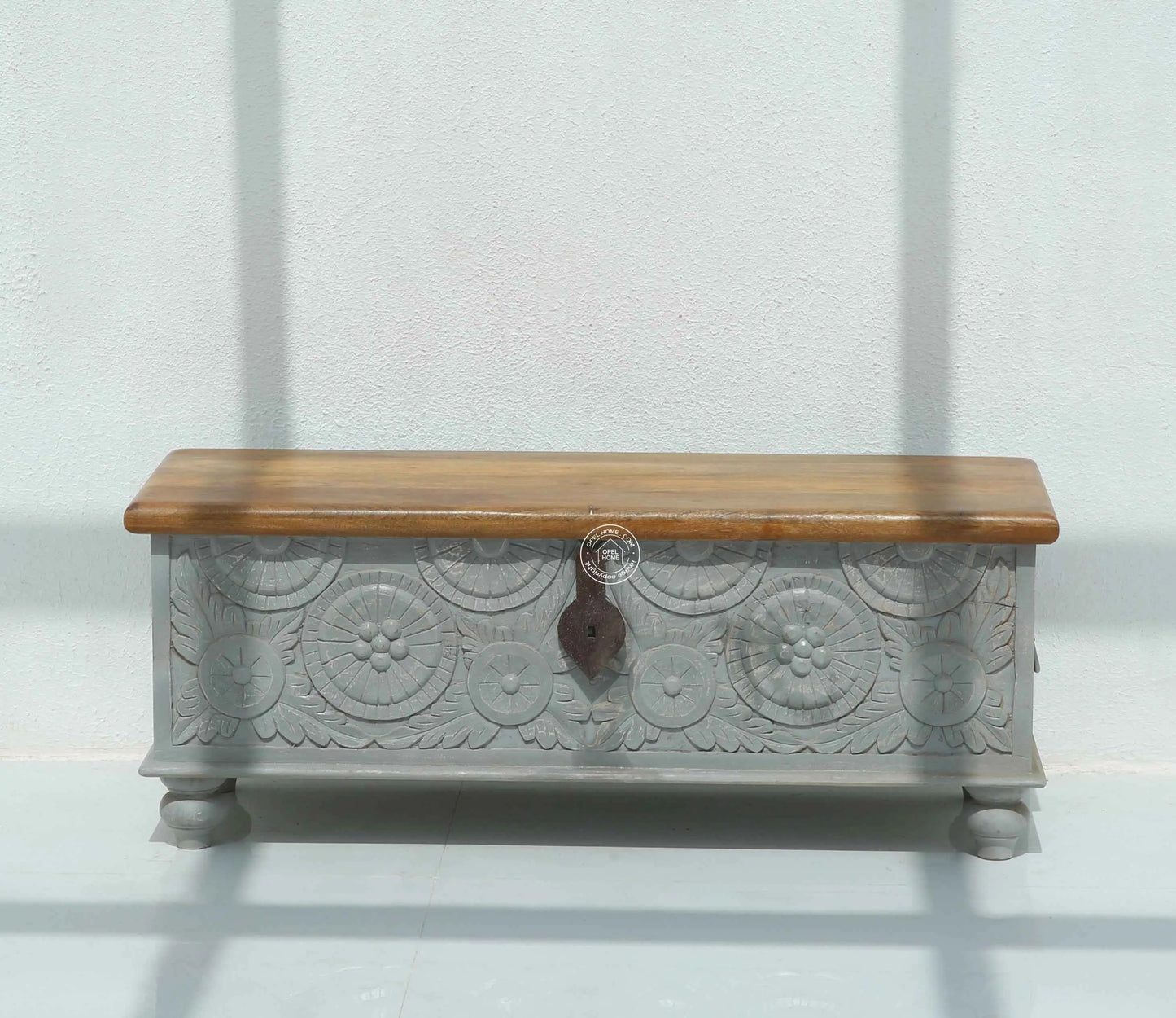Alkire wooden Carved Trunk Box