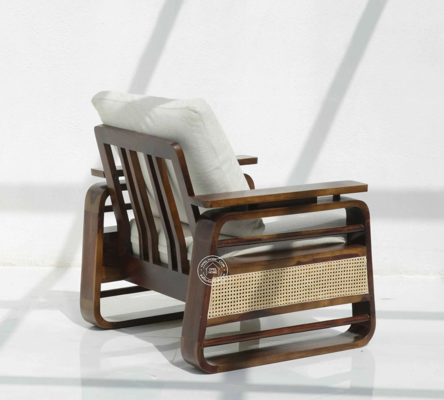 Alleana 3+1+1 Seater Wooden Sofa Set (Walnut finish , Without Coffee Table) | Opelhome UAE