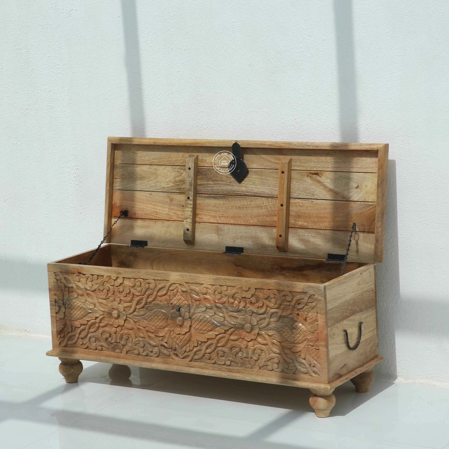 Almerton Wooden Carved Trunk Box