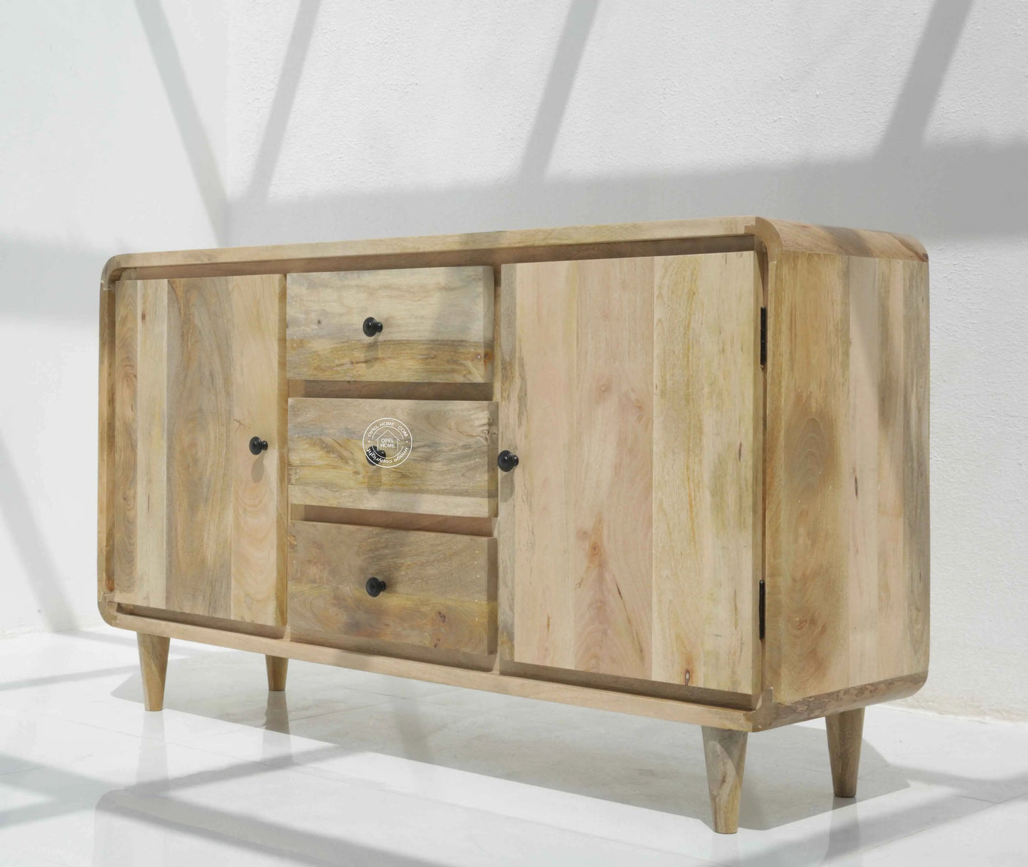 Arthen 3 Drawers & 2 Doors Sideboard – Solid Mango Wood, Natural Finish | Opelhome UAE