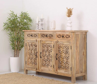 Ashara Wooden 3 Door 3 Drawer Sideboard (Multiple Color Options) | Opelhome UAE