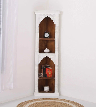 Aspa Shelf Unit – Solid Mango Wood, White Finish | Opelhome UAE