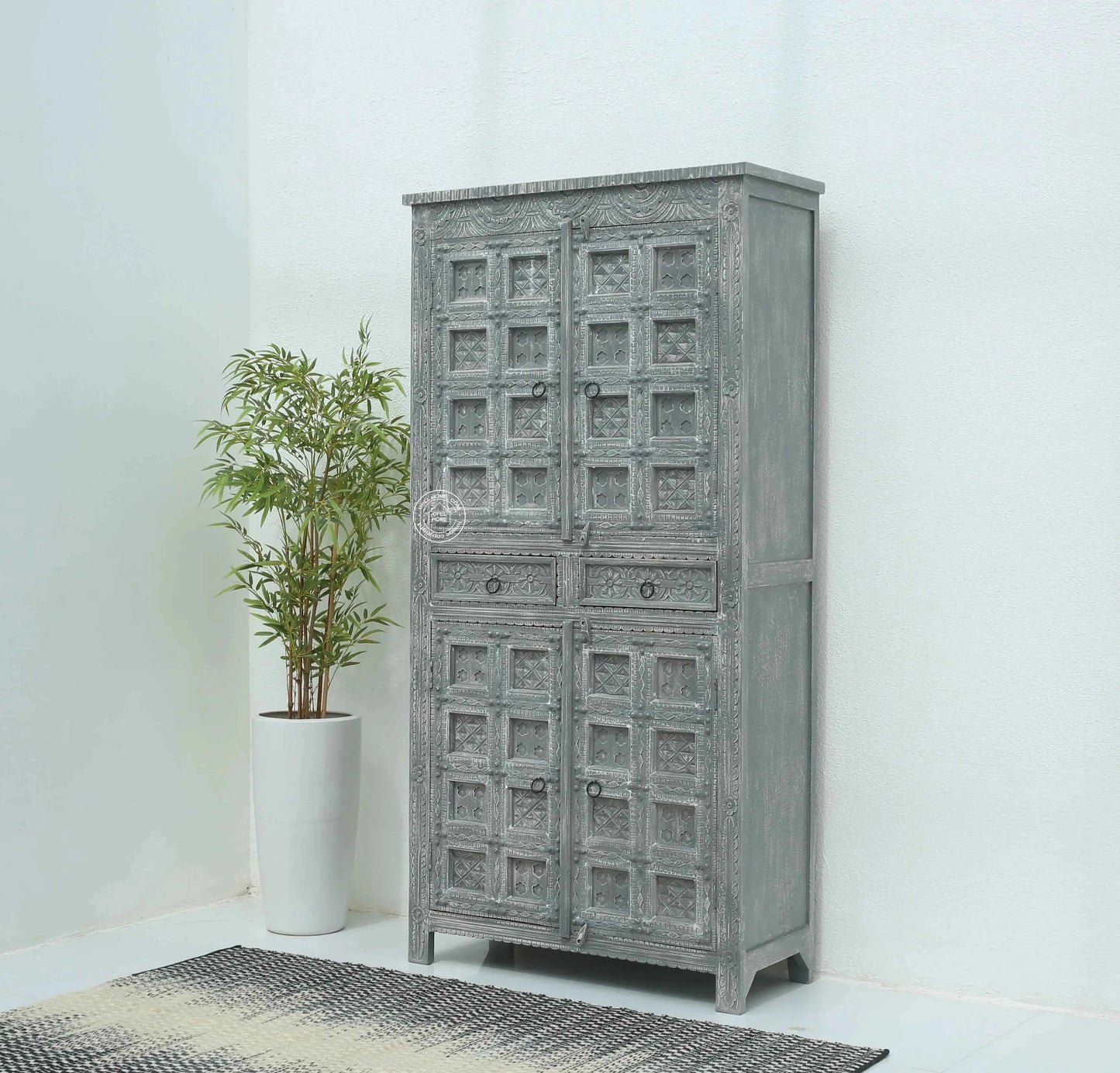 Berry Wooden 4 Door 2 Drawer Closet – Solid Mango Wood | Multiple Color Options | Opelhome UAE