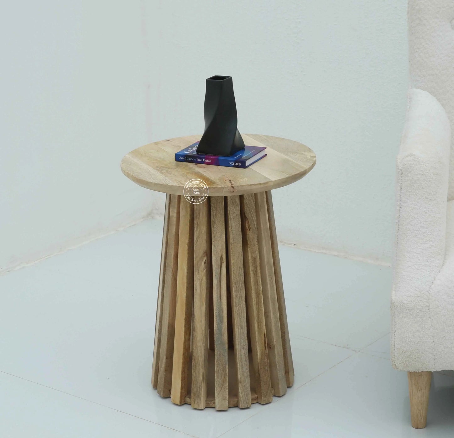 Brasher Wooden Side Table – Solid Mango Wood, Natural Finish | Opelhome UAE