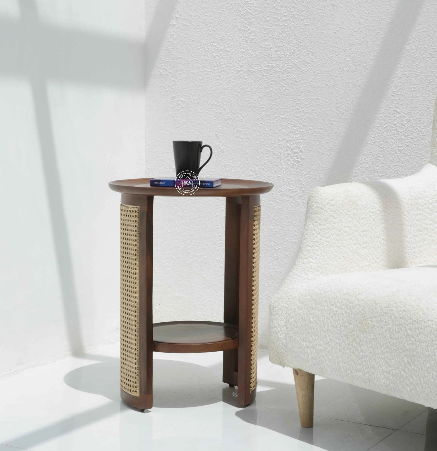 Bristol Rattan Side Table (Walnut Finish) | Opelhome UAE