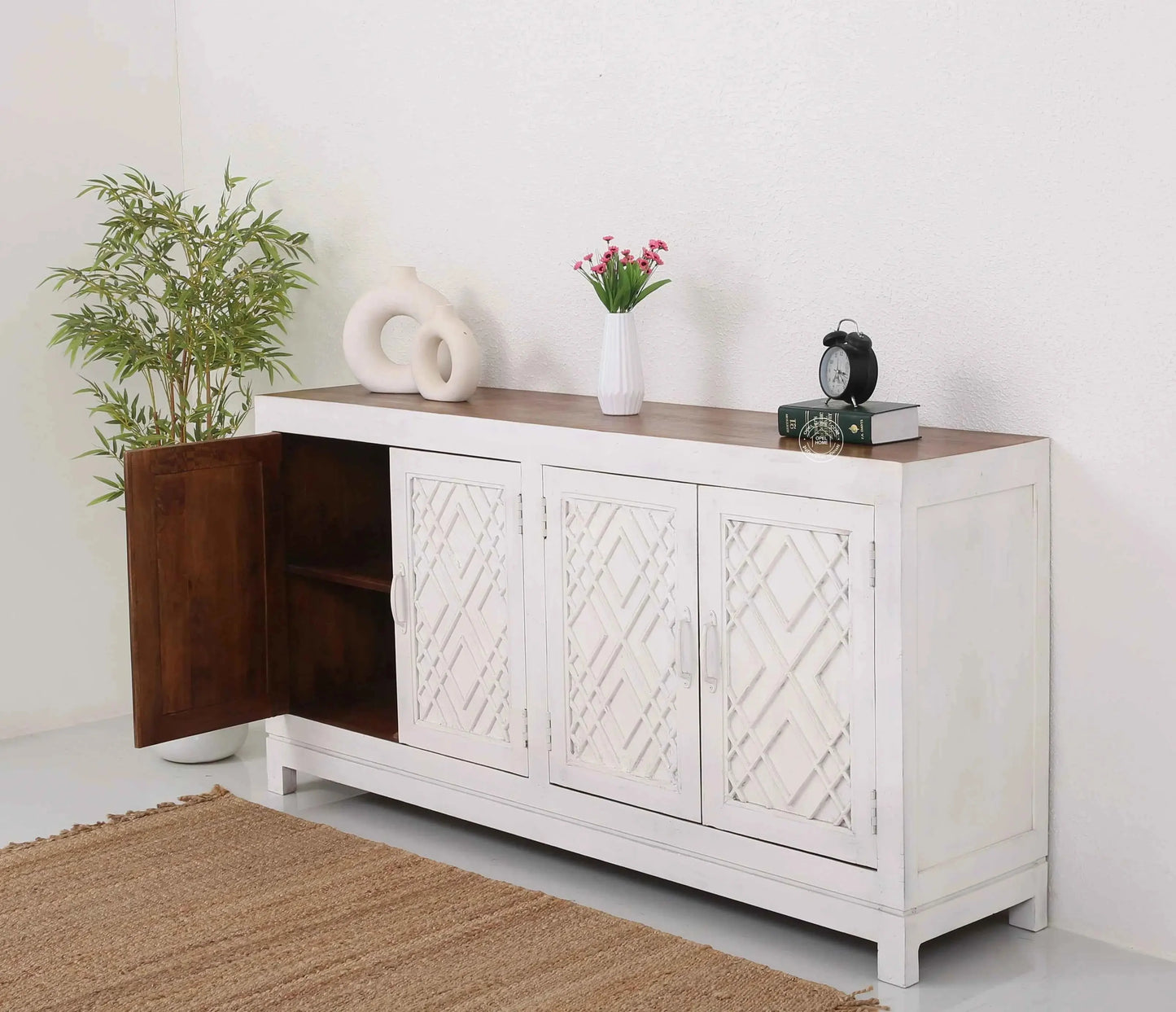 Colton Wooden 4 Door Sideboard – Solid Mango Wood | Opelhome UAE