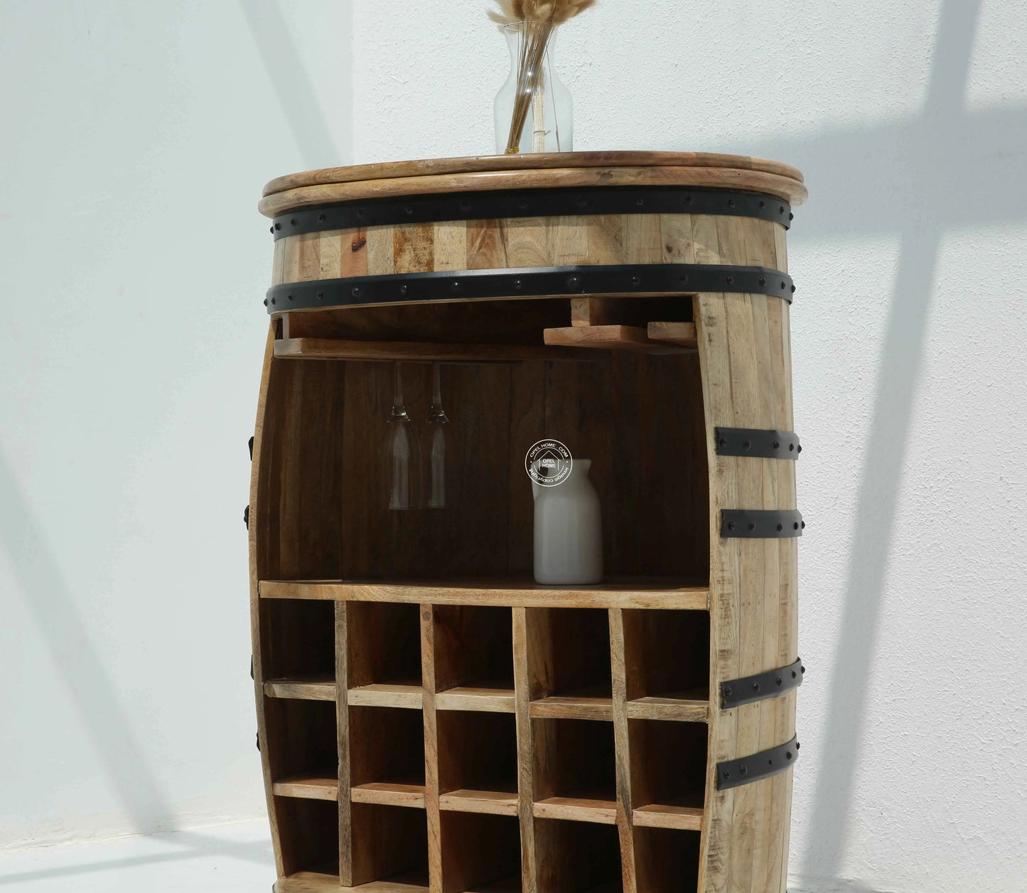 Creston Industrial Barrel Cocktail Cabinet