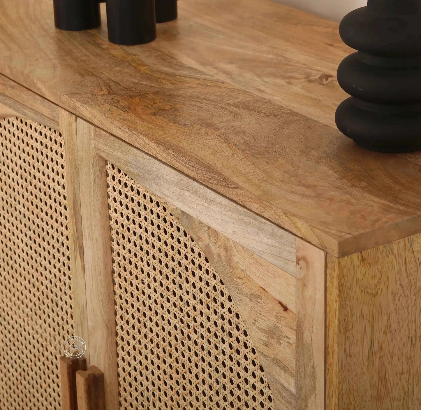 Daris Rattan Sideboard – 2 Doors, Solid Acacia Wood, Natural Finish | Opelhome UAE