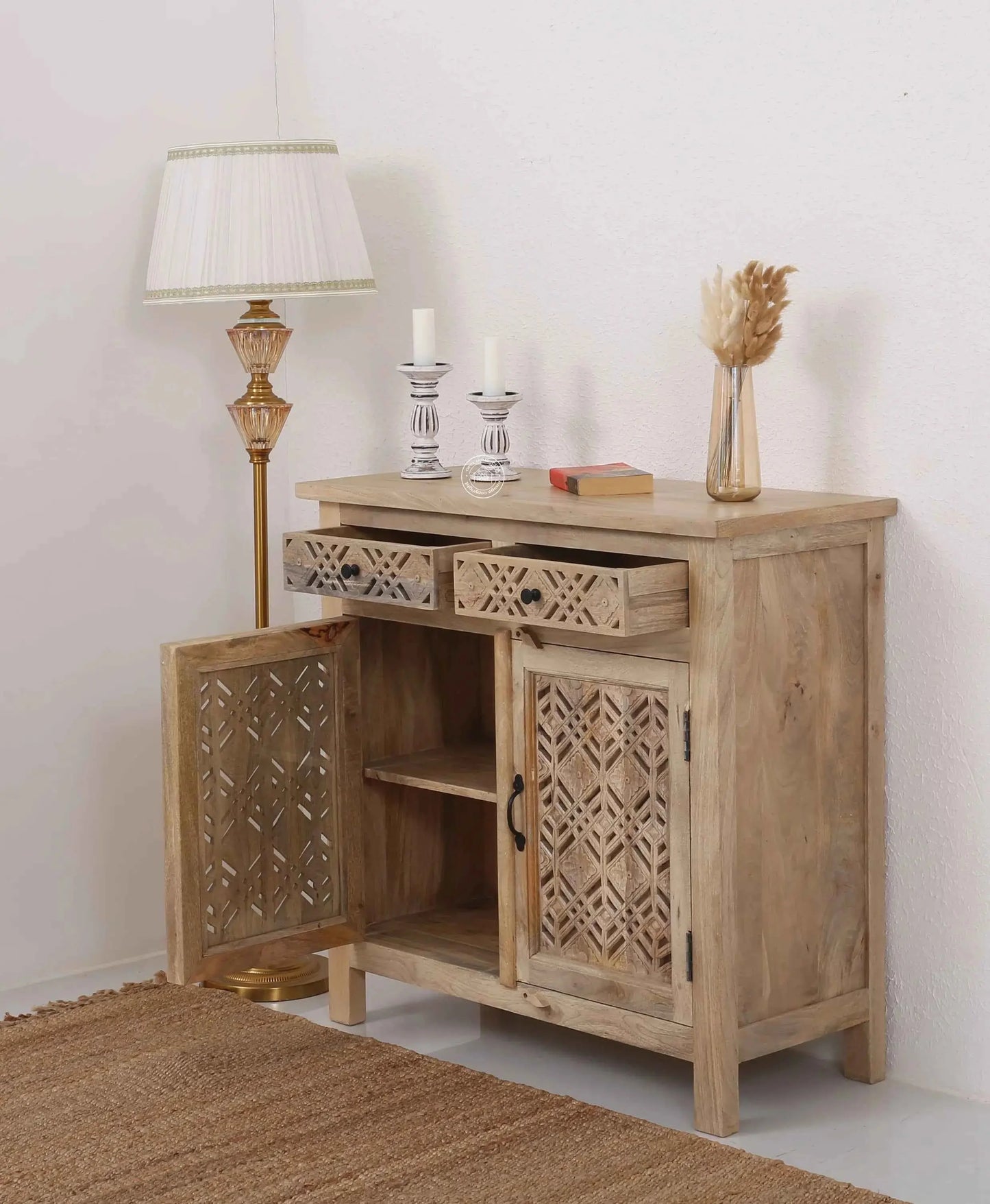 Delia Wooden 2 Door 2 Drawer Sideboard (Multiple Color Options) | Opelhome UAE