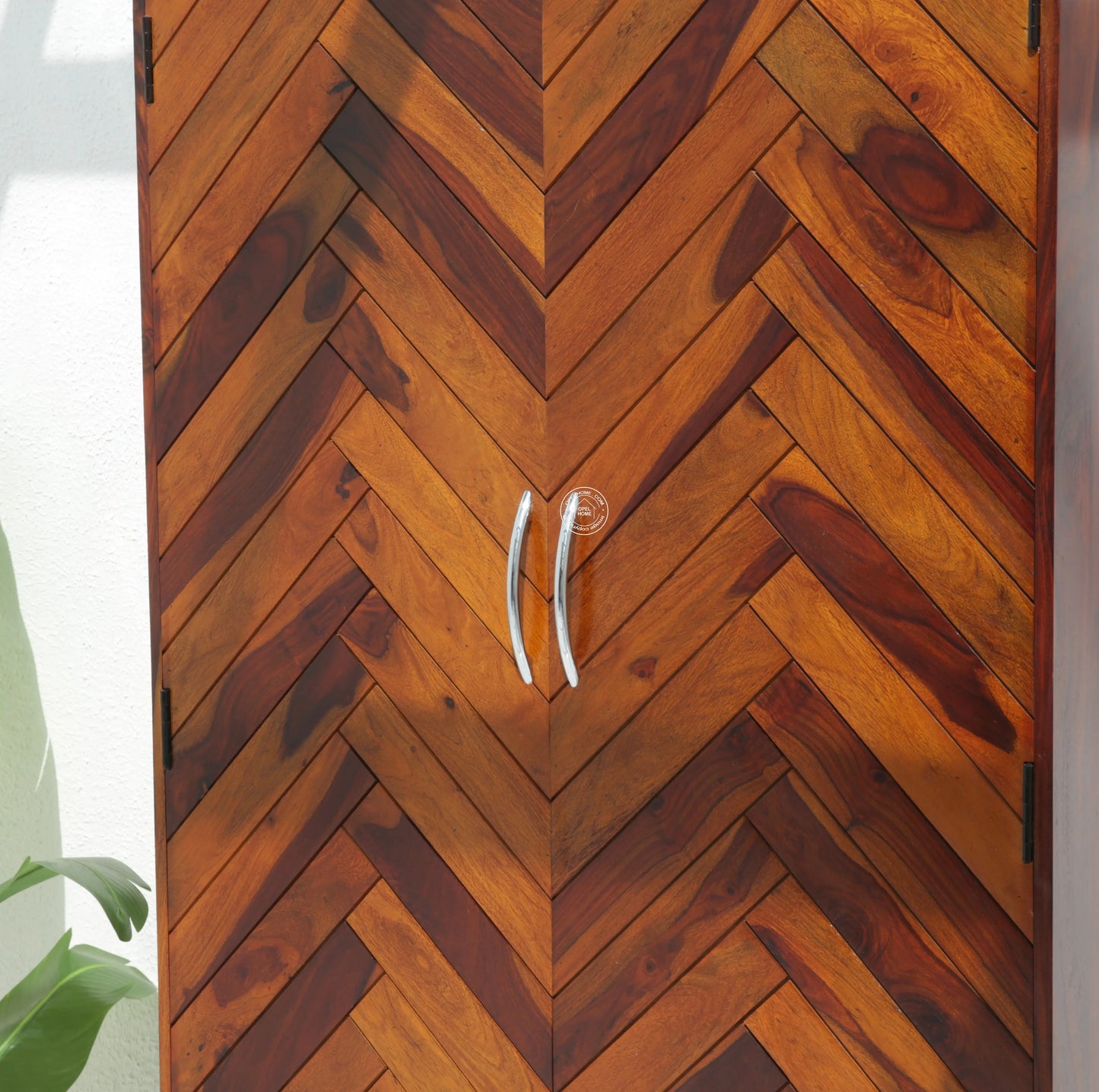 Desert Wood Slat Closet with Four Drawers – Solid Rose Wood, Honey Finish | Opelhome UAE - Opelhome