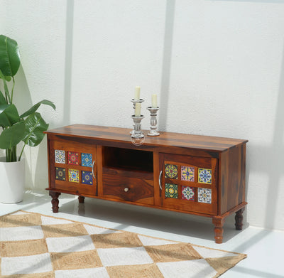 Erlene Two Doors with drawers TV Unit (Honey finish) - Opelhome