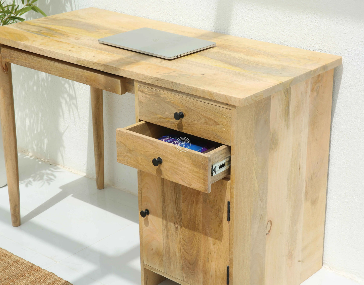 Feasto Door Wooden Desk – Solid Mango Wood, Natural Finish | Opelhome UAE