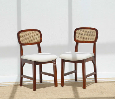 Formora Rattan Wooden Dining Chair – (Only one pcs , Honey finish) | Opelhome UAE