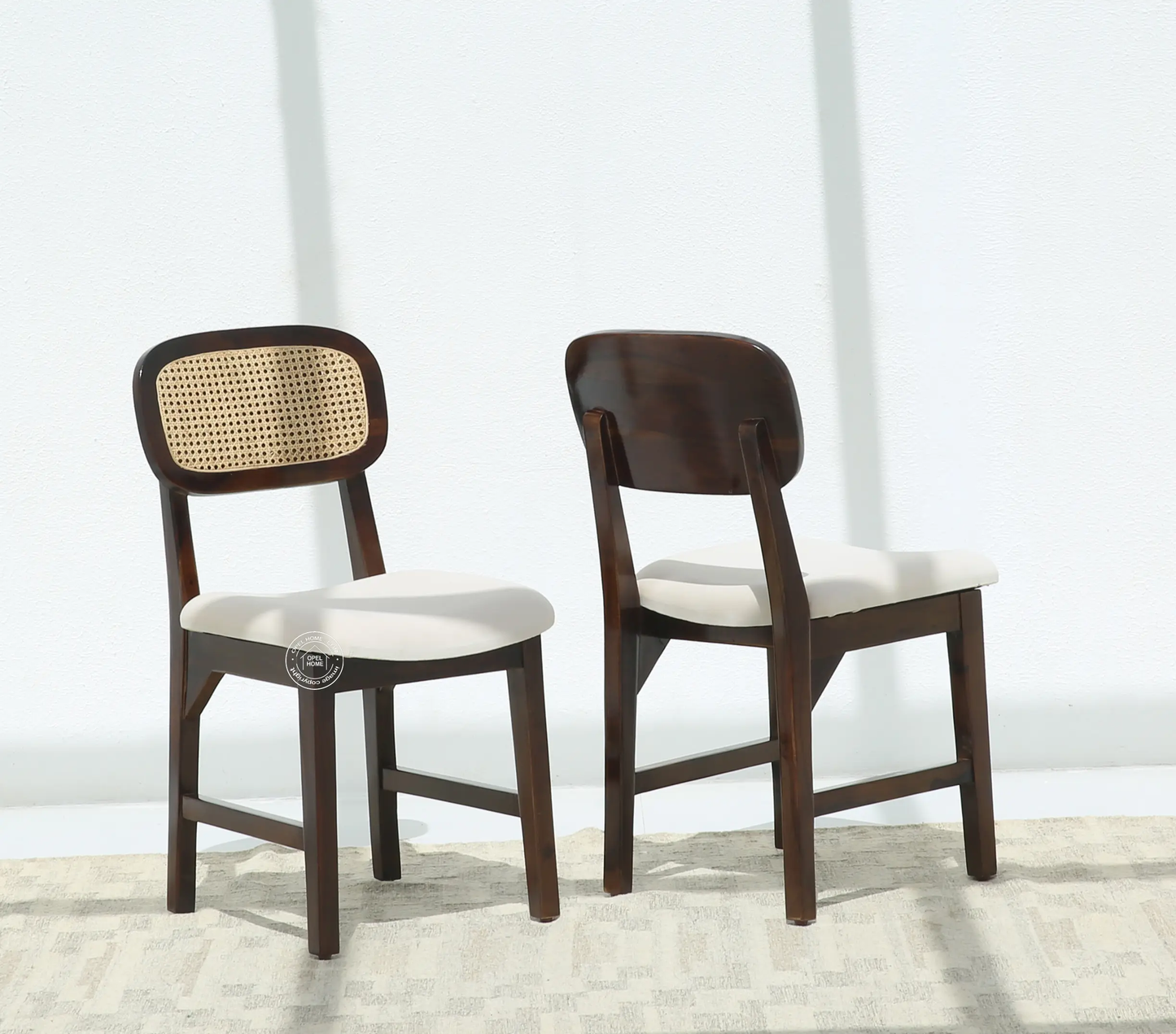 Formora Rattan Wooden Dining Chair (Only one pcs), Walnut finish | Opelhome UAE - Opelhome