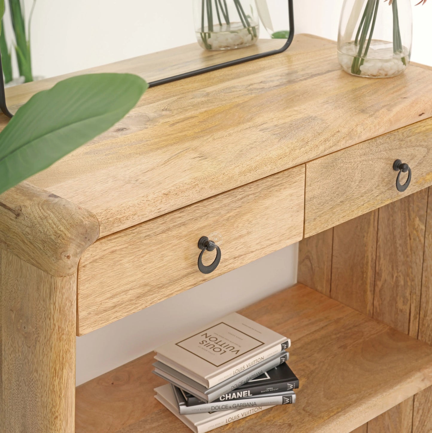 Henley Wooden Console Table – Solid Mango Wood, Natural Finish, Hallway | Opelhome UAE Opel Home