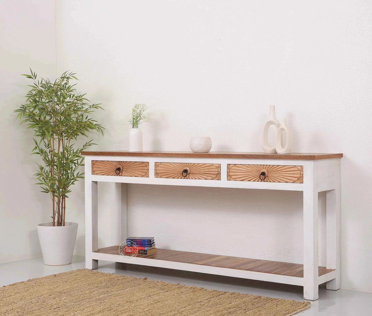 Henn 3 Drawers Wooden Console