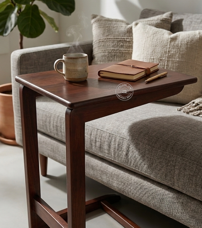 Destiny Solid Mango Wood Side Table - Walnut finish
