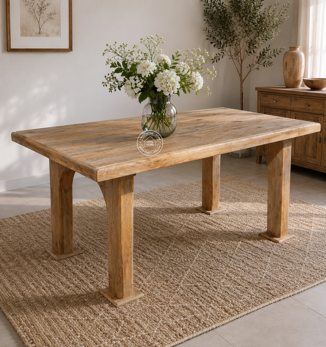 Maria Wooden Dining Table – Only Table, Multiple Sizes, Solid Mango Wood | Opelhome UAE