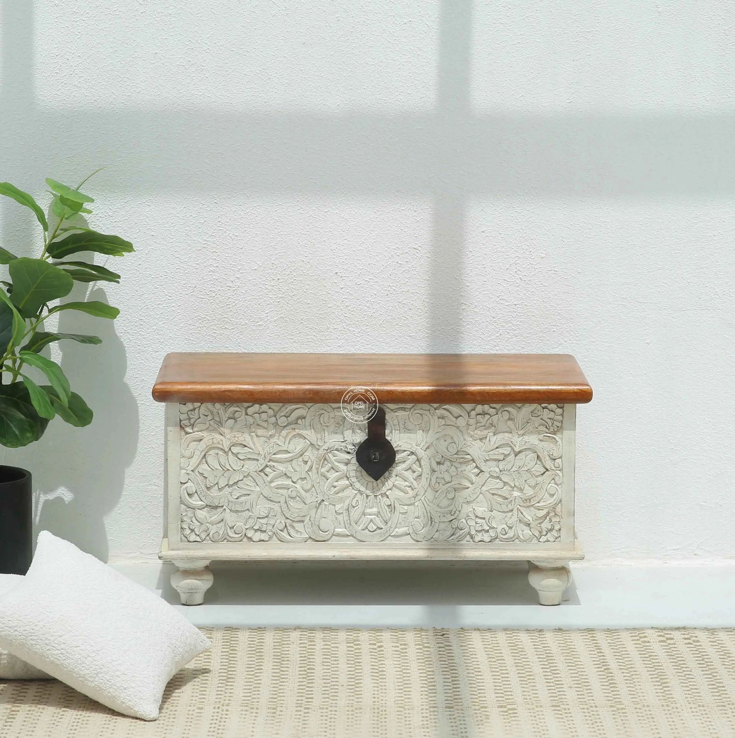 Marlow Wooden Carved Trunk Box