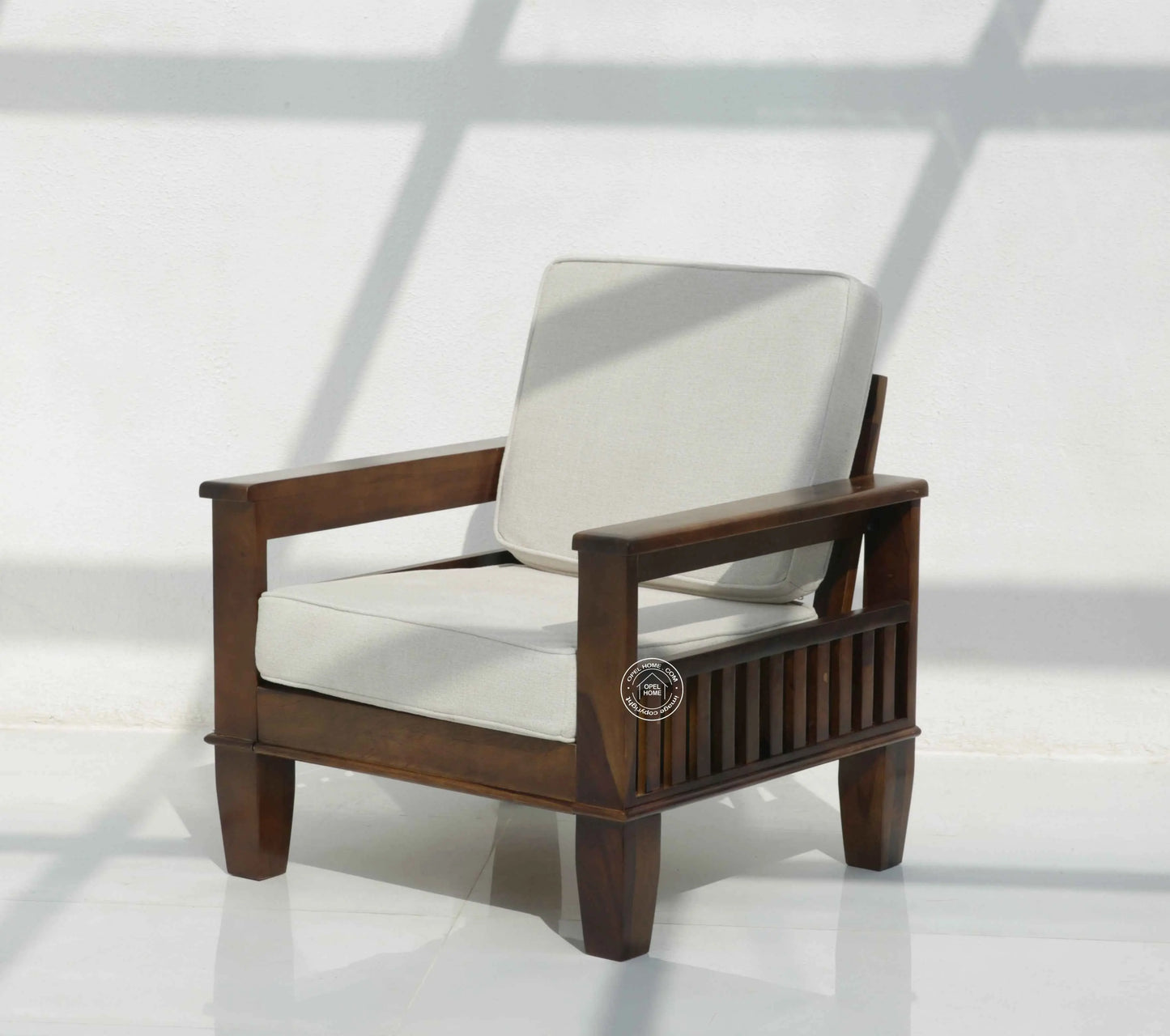 Oresta 3+1+1 Seater Wooden Sofa Set (Walnut finish , Without Coffee Table) | Opelhome UAE