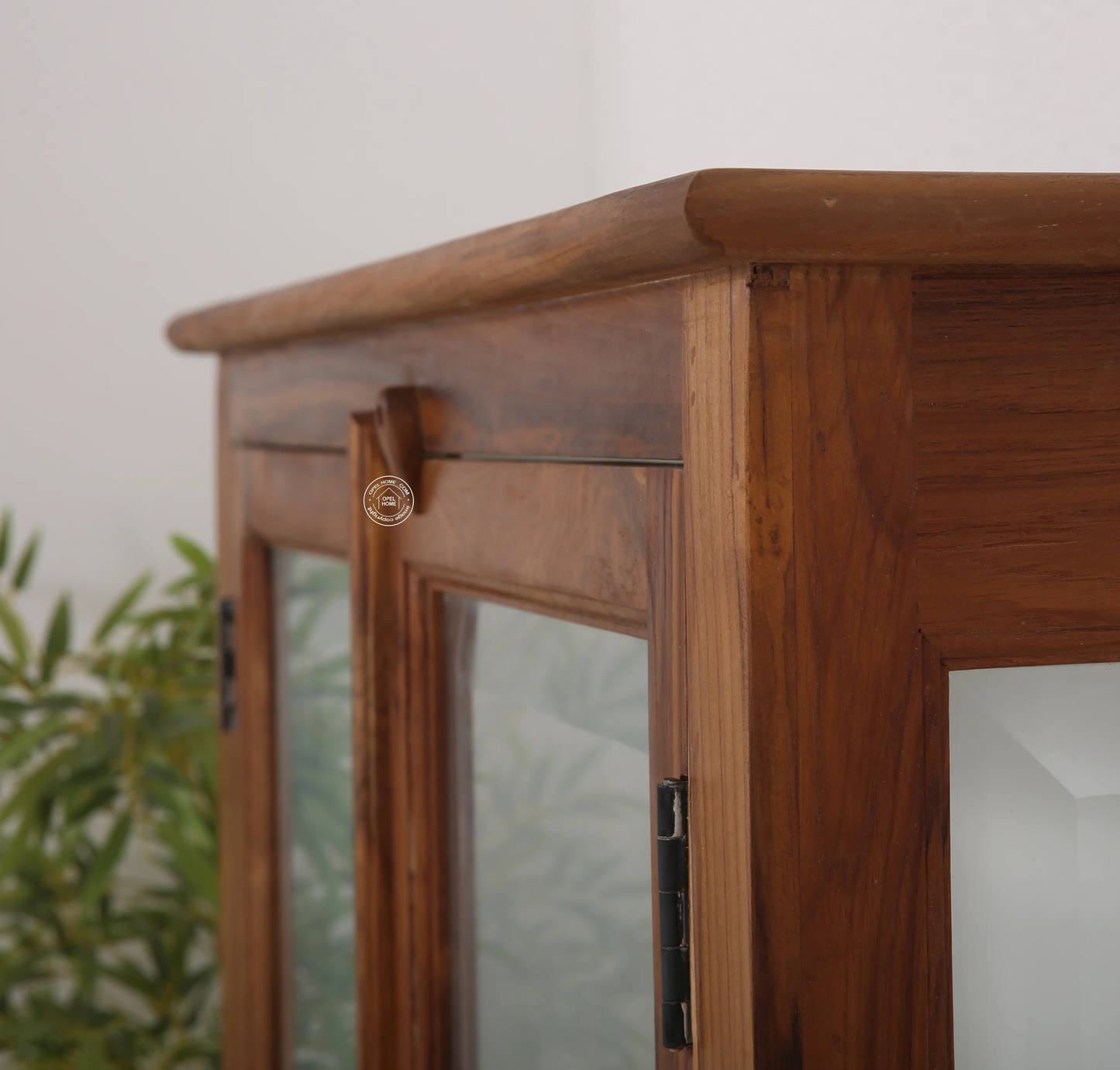 Oscar Teak Wood Display Cabinet Medium – Solid Teak Wood, Natural Finish | Opelhome UAE - Opelhome