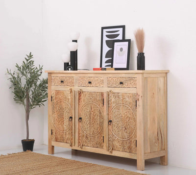 Oslo Wooden 3 Door 3 Drawer Sideboard (Multiple Color Options) | Opelhome UAE