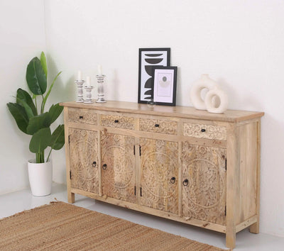 Oslo Wooden 4 Door 4 Drawer Sideboard – Solid Mango Wood | Opelhome UAE