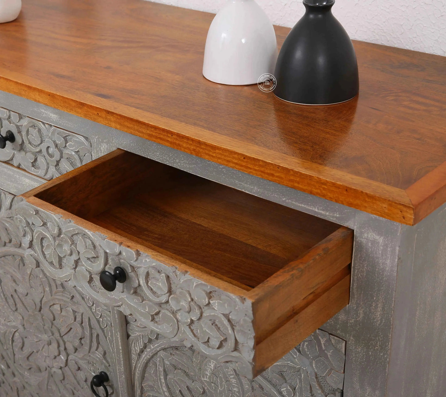 Oslo Wooden 4 Door 4 Drawer Sideboard – Solid Mango Wood | Opelhome UAE