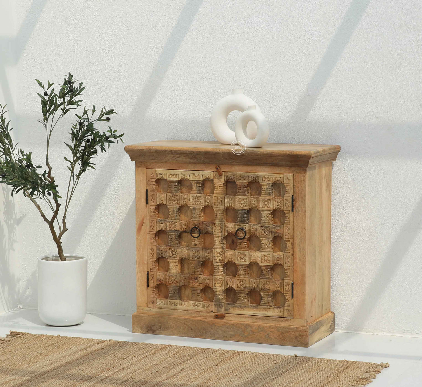 Peach wooden 2 door cabinet