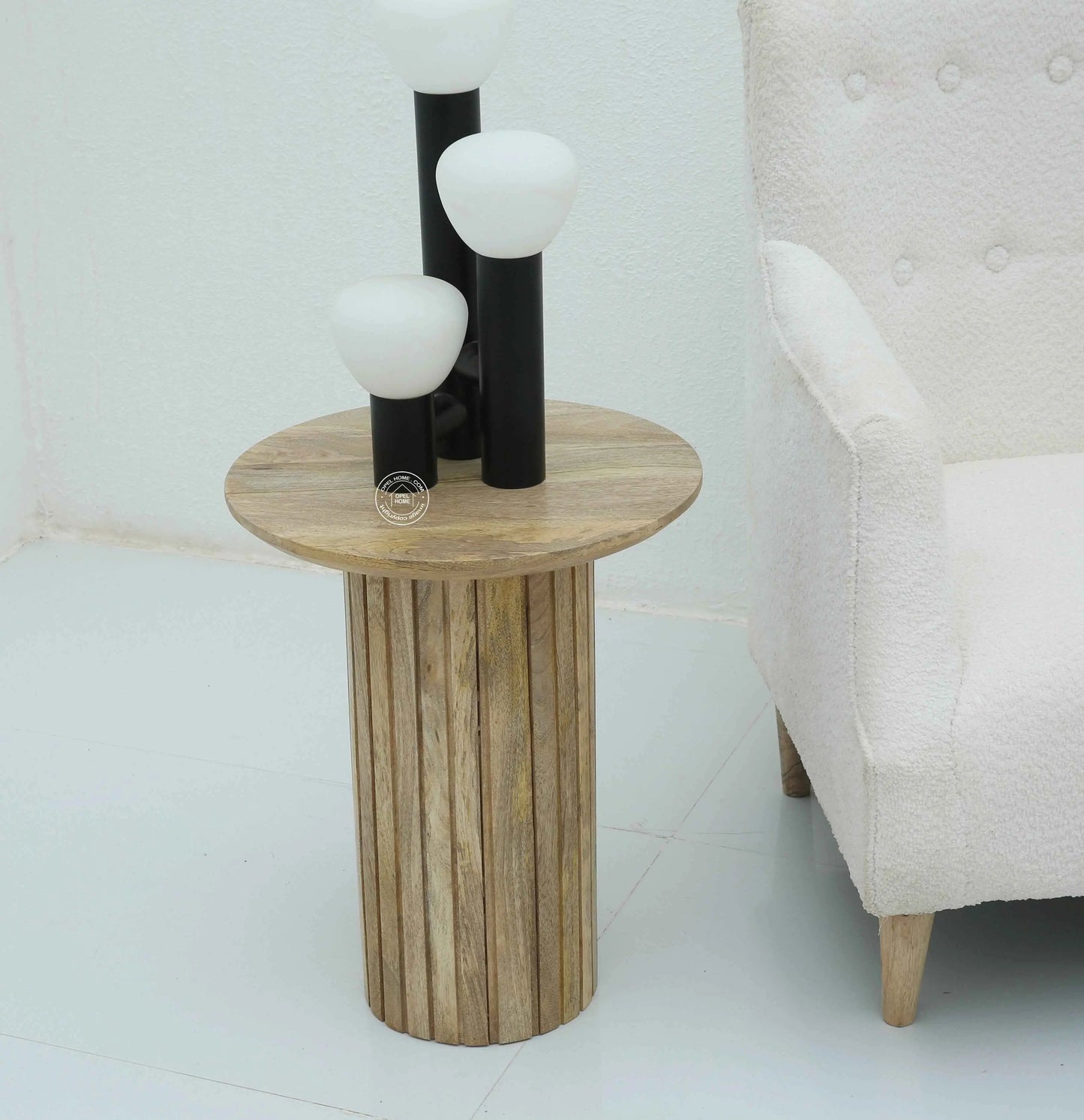 Pierro Wooden Side Table – Solid Mango Wood, Natural Finish | Opelhome UAE