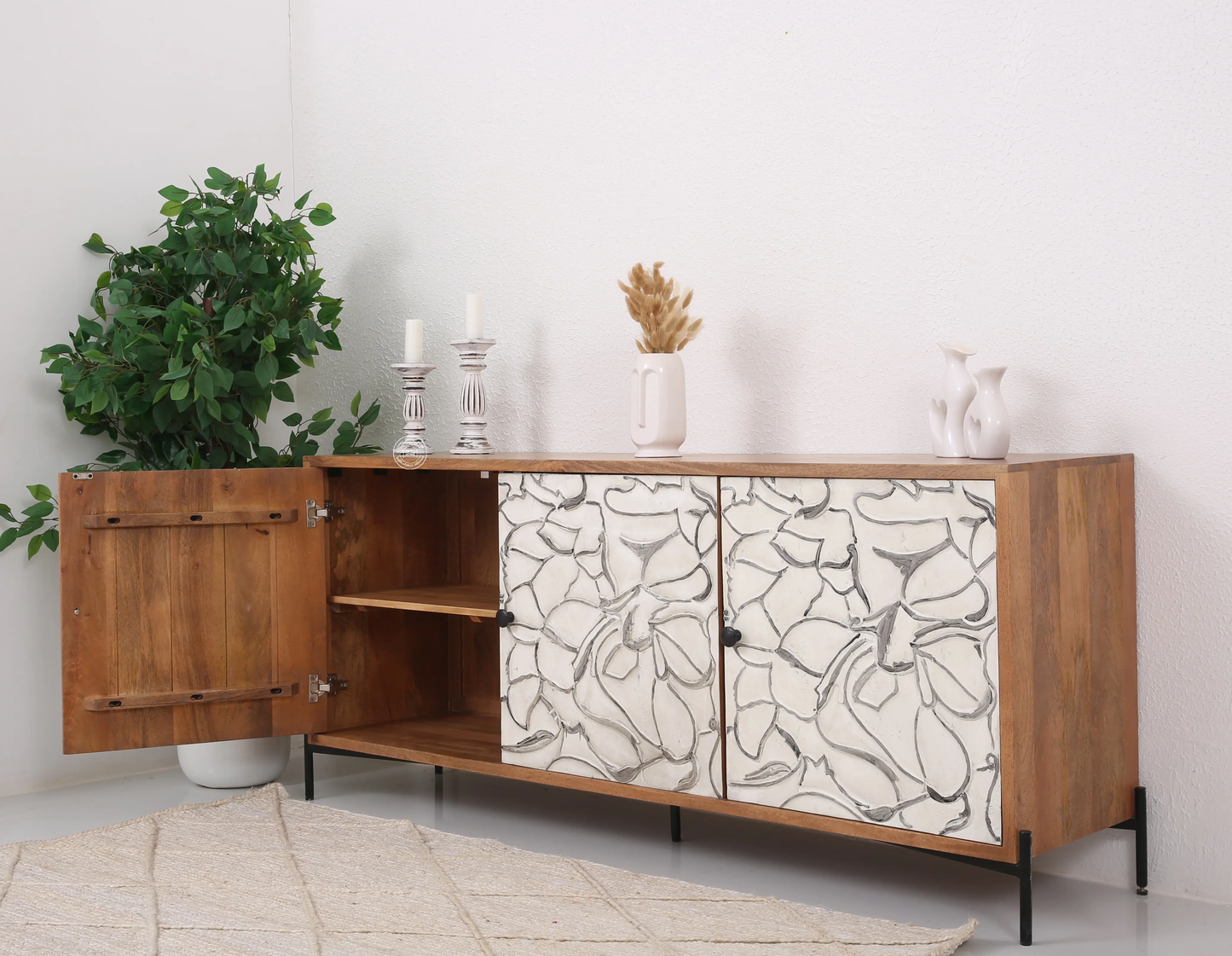 Piston wooden 3 door Sideboards - Opelhome