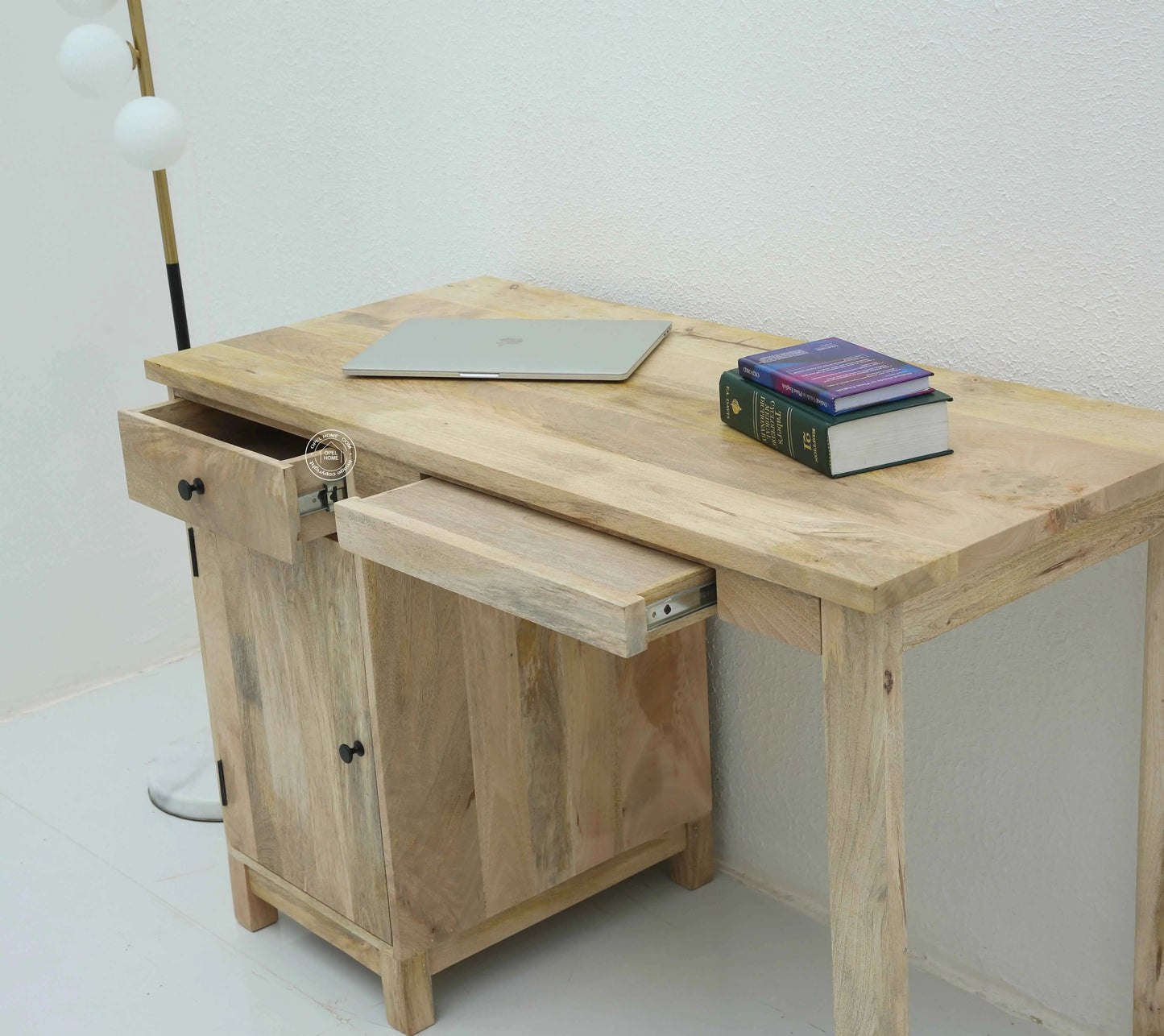 Ransome Door Wooden Desk – Solid Mango Wood, Natural Finish | Opelhome UAE