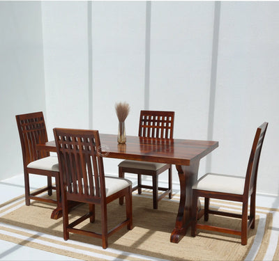 Rosetta Wooden 4 Seater Dining Table – (Only Table) , Honey finish | Opelhome UAE - Opelhome