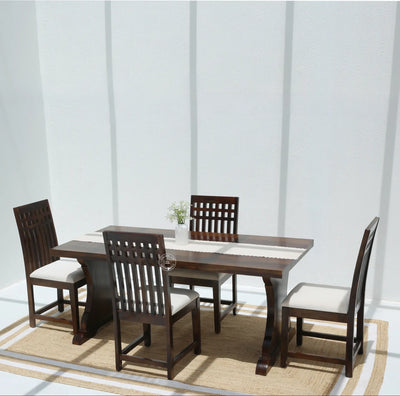 Rosetta Wooden 4 Seater Dining Table – (Only Table) , Walnut finish | Opelhome UAE - Opelhome