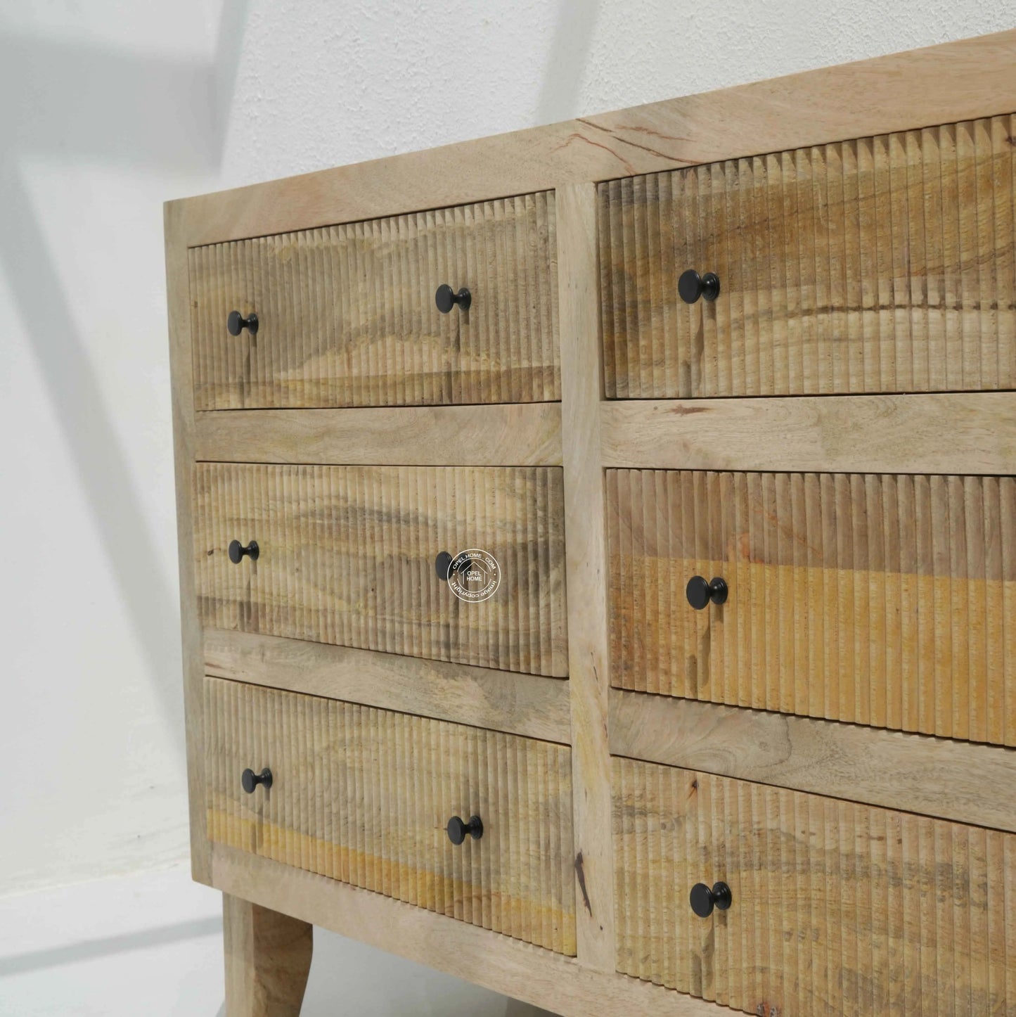 Sandbox 6 Drawer Wooden Chest of Drawers – Solid Mango Wood, Natural Finish | Opelhome UAE