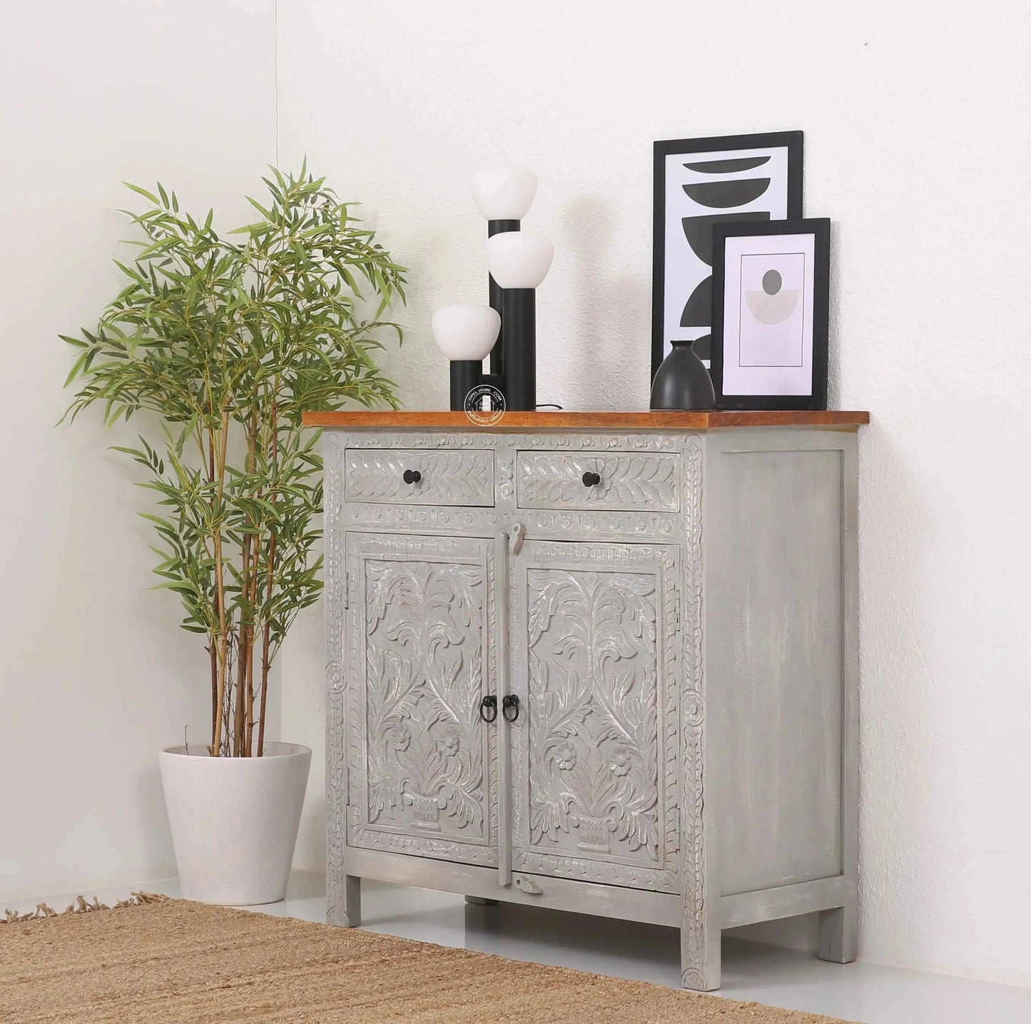 Sparta Wooden Sideboard – 2 Doors, 2 Drawers, Solid Mango Wood, Multi-Color Options | Opelhome UAE