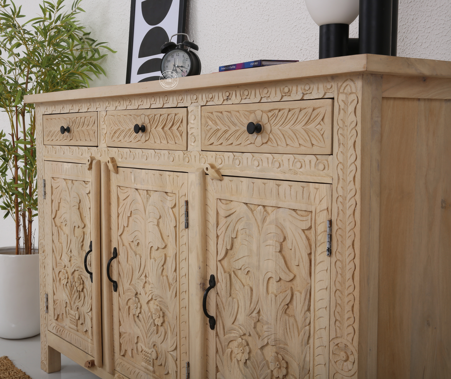 Sparta wooden 3 door 3 drawer Sideboard (Tc finish) - Opelhome