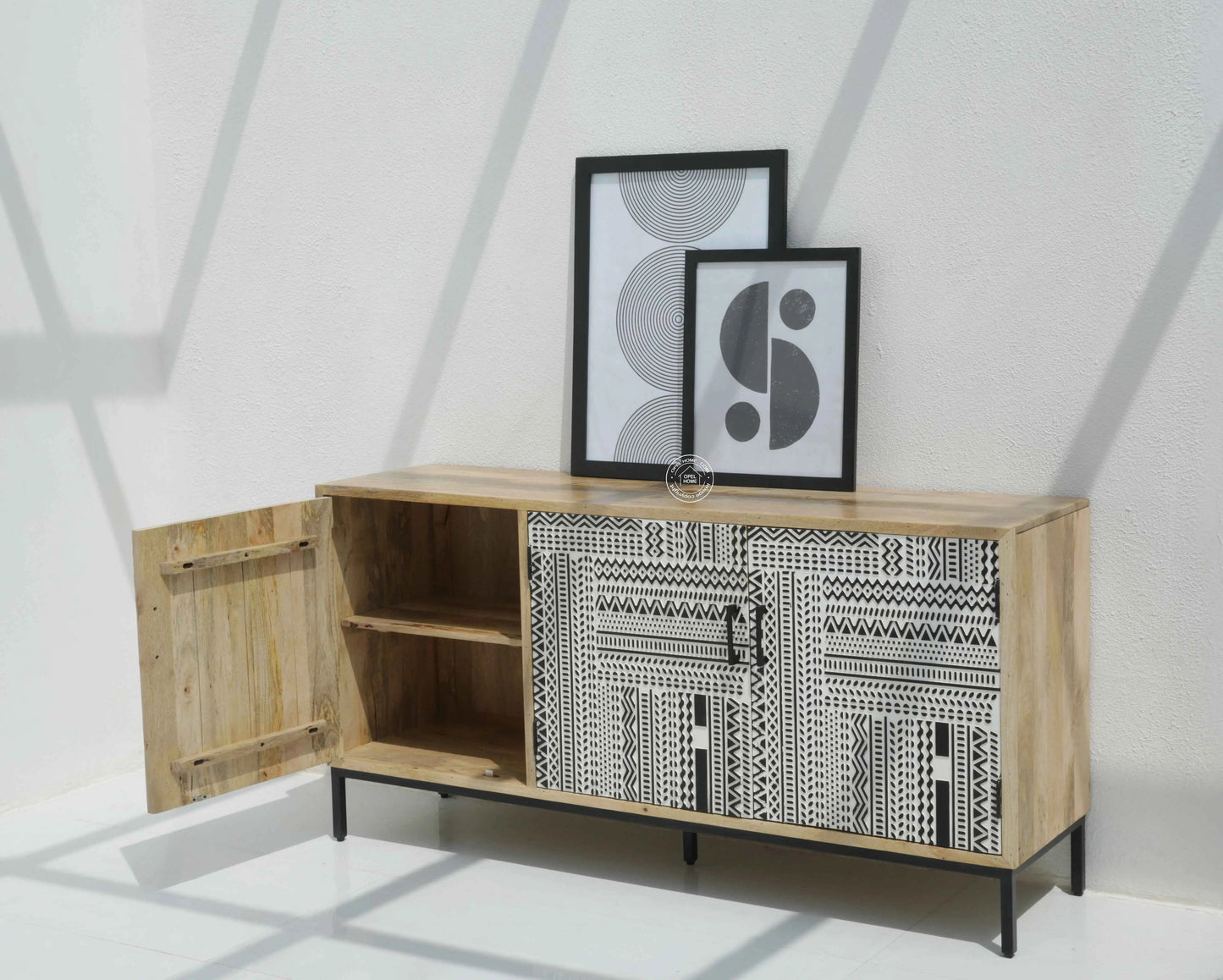 Sterra 3 Door Wooden Sideboard & Buffet – Solid Mango Wood, Natural Finish | Opelhome UAE