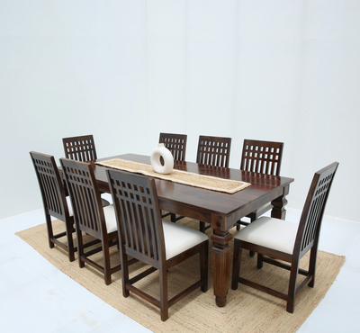 Sunset Wooden 8 Seater Dining Table – (Only Table) Walnut finish | Opelhome UAE