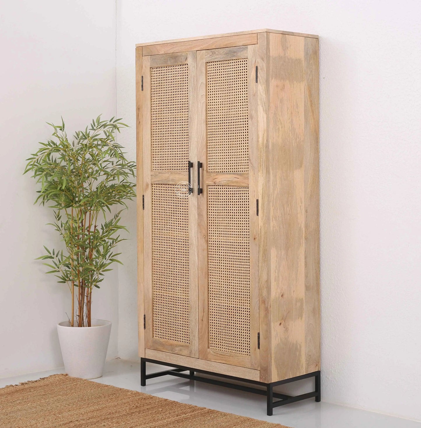 Wine 2 Door Rattan Closet