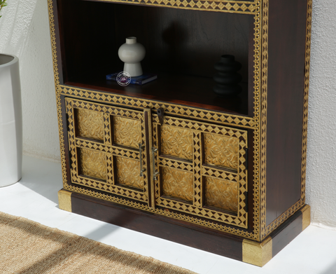 Tannis Brass FTD Display Shelves Unit With Two Doors