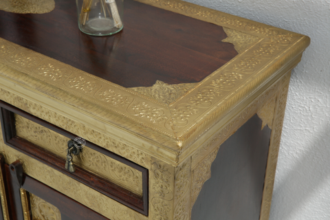 Tannis Brass FTD Wooden 4 door 4 drawer Sideboard
