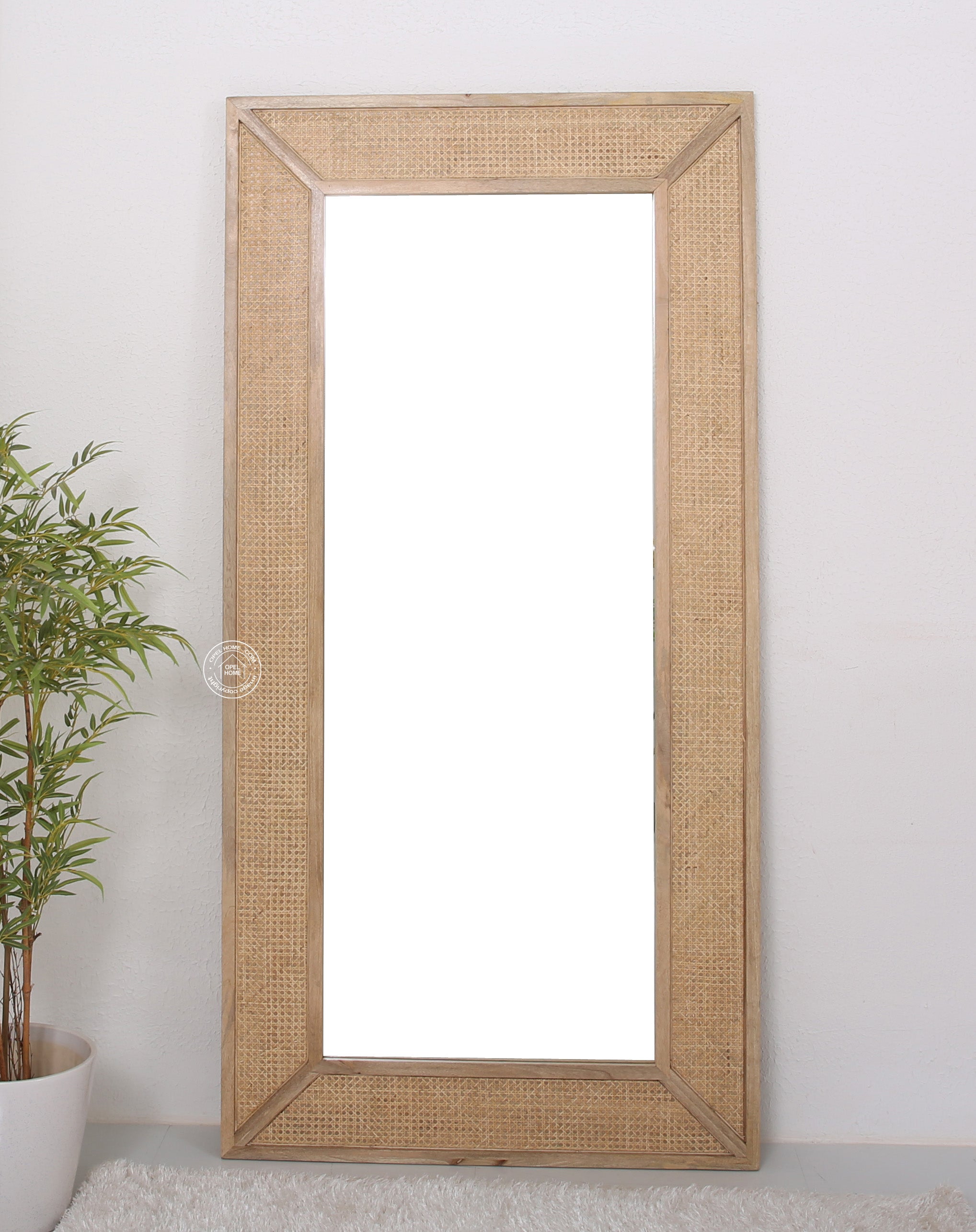 Brave Rattan wooden Frame Full Length Mirror