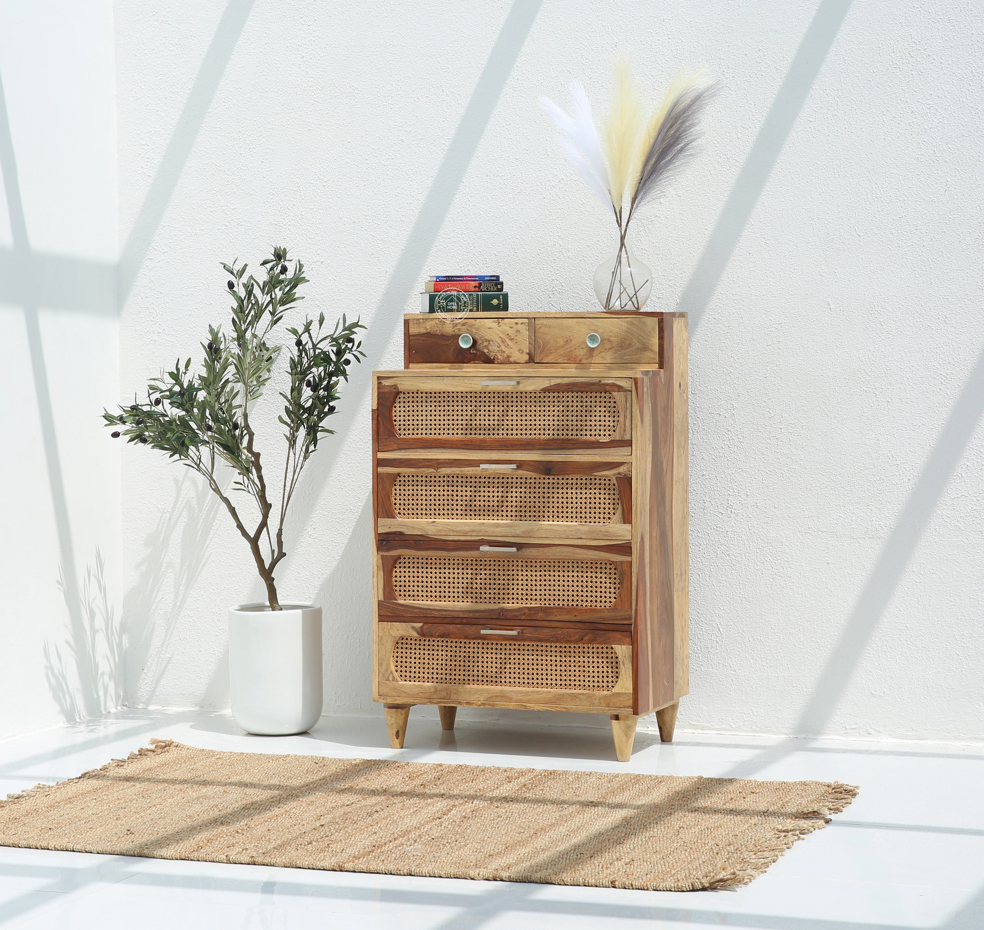 Park Rattan 6-Drawer Wooden Chest Of Drawers