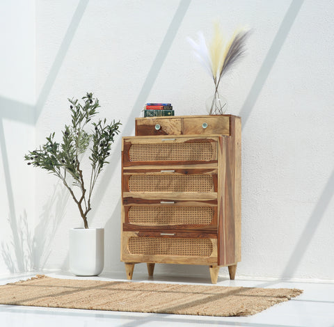 Park Rattan 6-Drawer Wooden Chest Of Drawers