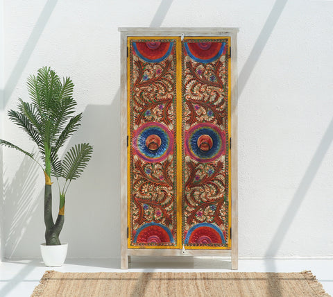Rosy Painting Wooden 2 door  closet
